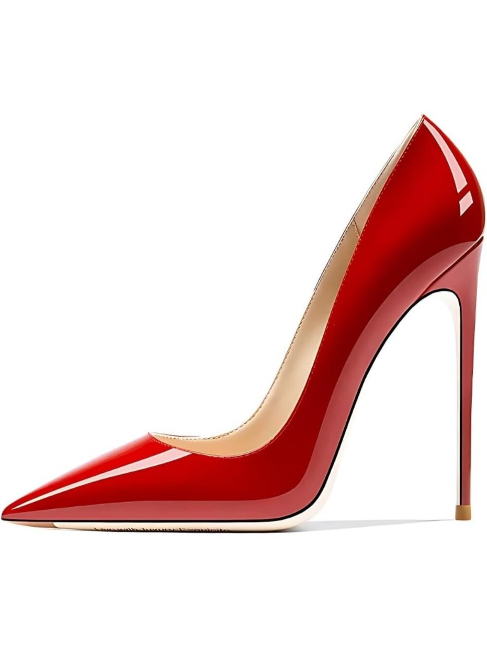 Women's Red Faux Leather Pointed Toe Shallow Stiletto Heel Banquet Pumps Shoes